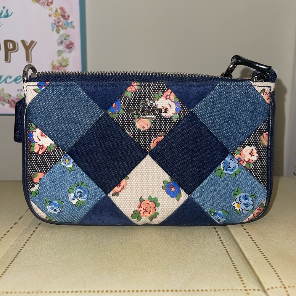 Coach Large Wristlet 19 in Denim Patchwork